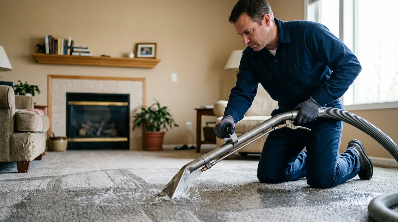 Water damage restoration technician working near North Haven, CT
